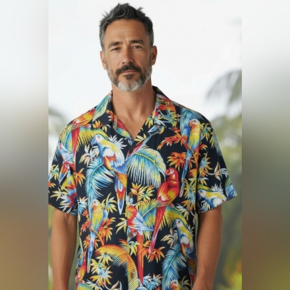 In Gear Tropical Bird Men's Size XL Button Up Casual Wear Shirt